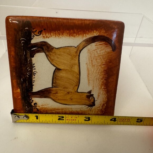 Cute Siamese Cat Ceramic Tile 4x4" Decorative Trivet Backsplash Gift - Picture 6 of 6